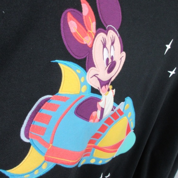 Disney Minnie Mouse Space Pullover Sweatshirt Women XL Black Oversized Vtg 456 - Picture 11 of 11
